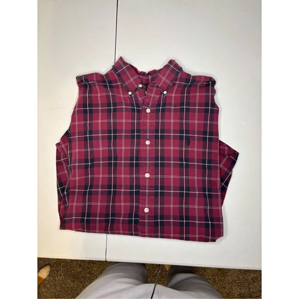 POLO By RALPH LAUREN BLAKE Shirt Long Sleeve Large Plaid DISTRESSED Read - Picture 3 of 9